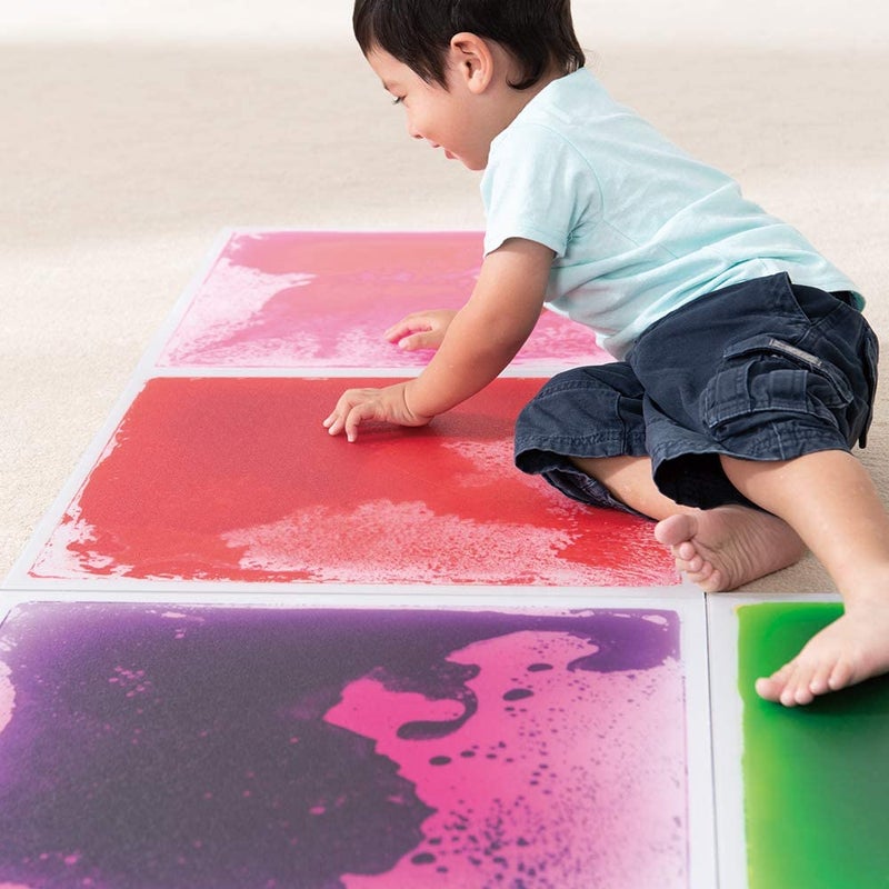 Crystiles Six (6) Assorted Color 12''X 12'' Liquid Floor Tile - ASTM, BS EN71, CPSIA Certified,Liquid Sensory Floor Decorative Tiles, 6 Tiles - Image 4